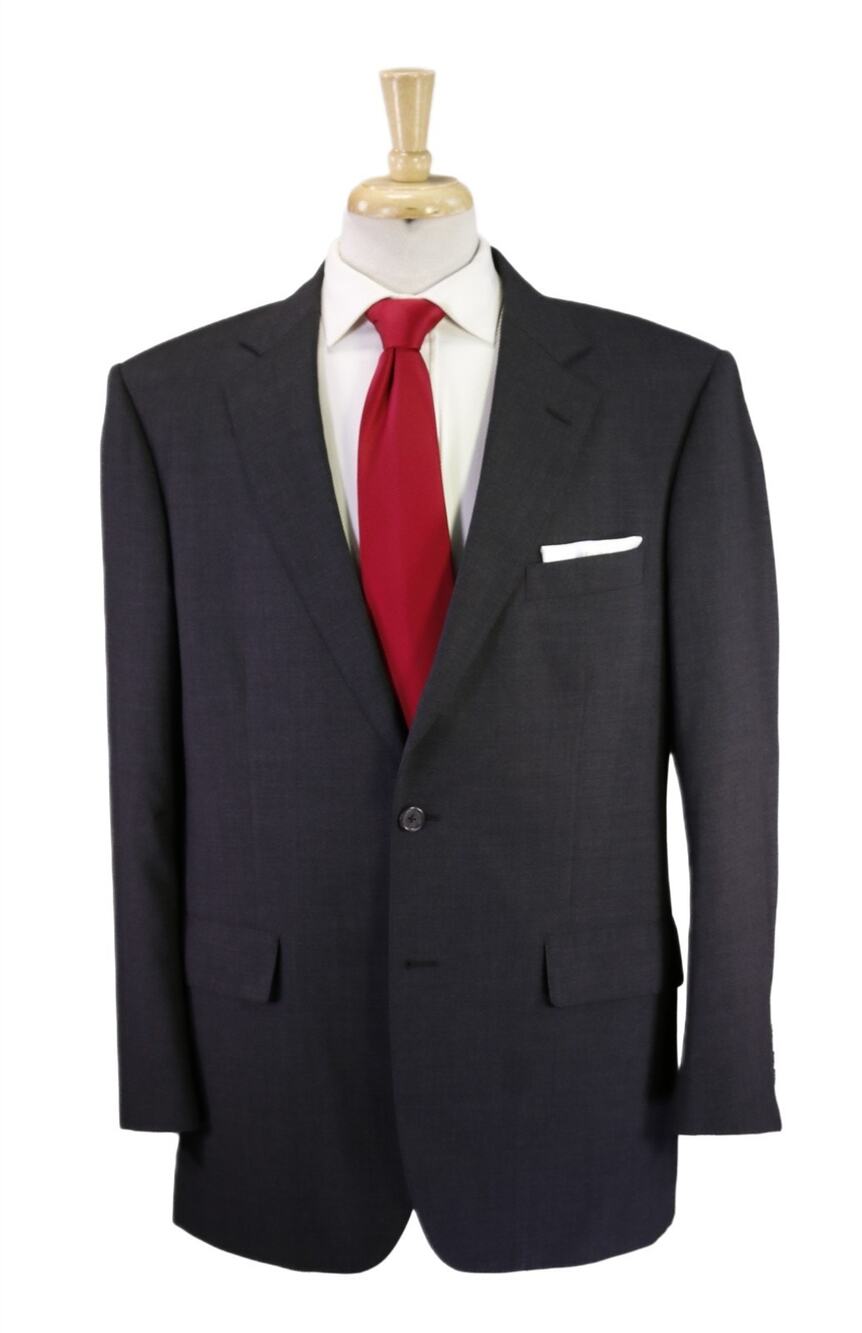 Brooks Brothers Solid Charcoal Gray 2-Btn Wool Suit 42R